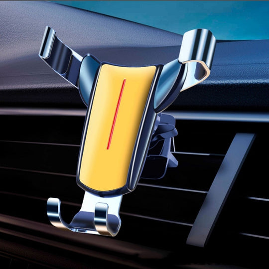 Air Outlet Triangular Gravity Sensor Car Mobile Phone Holder, Color: Golden One Word Clip