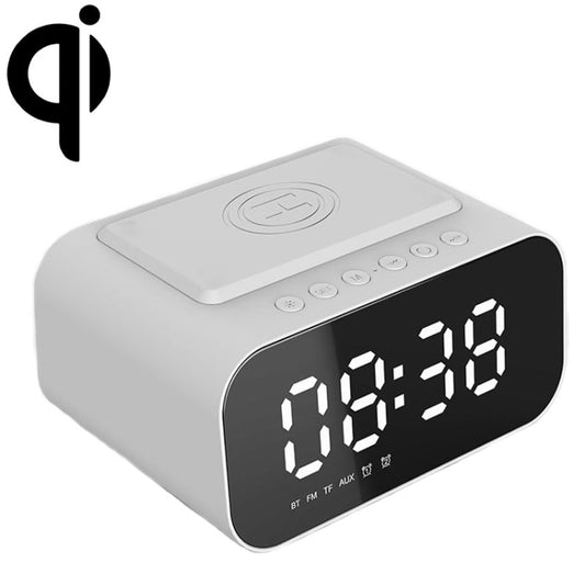 BT510 15W LED Clock Wireless Charging Bluetooth Speaker Multifunctional Smart Mirror Alarm Clock Audio(White) - Desktop Speaker by buy2fix | Online Shopping UK | buy2fix