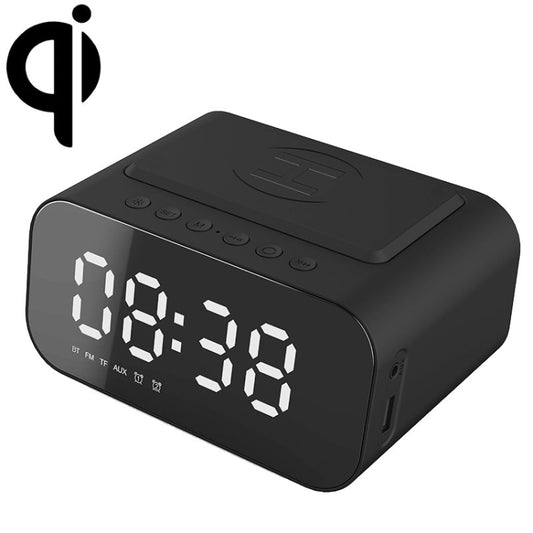 BT510 15W LED Clock Wireless Charging Bluetooth Speaker Multifunctional Smart Mirror Alarm Clock Audio(Iron Black) - Desktop Speaker by buy2fix | Online Shopping UK | buy2fix