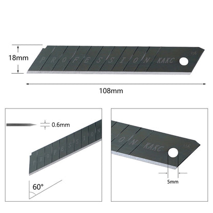KAKC-18 Black Blade Cutter Blade 18mm Wall Cutter Blade, Specification: 10pcs /Box - Gadgets by buy2fix | Online Shopping UK | buy2fix