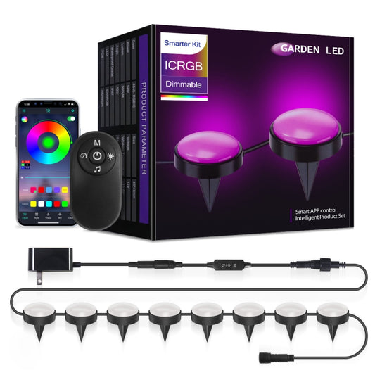 SKS-JZ-13 DC 12V 10m 15 LEDs Bluetooth RGB Lawn Light String Waterproof  LED Buried Lights US Plug - Buried Lights by buy2fix | Online Shopping UK | buy2fix