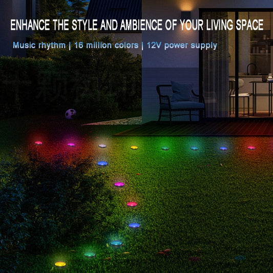 SKS-JZ-13 DC 12V 10m 15 LEDs Bluetooth RGB Lawn Light String Waterproof  LED Buried Lights UK Plug - Buried Lights by buy2fix | Online Shopping UK | buy2fix