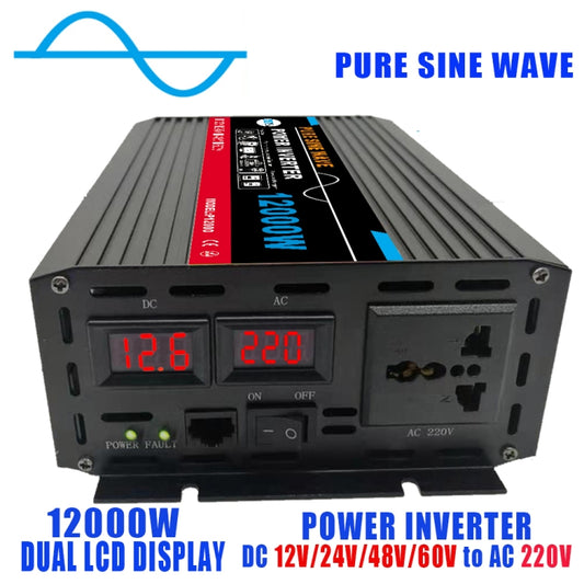 12000W (Actual 2000W) 12V to 220V High Power Car Sine Wave Inverter Power Converter - Pure Sine Wave by buy2fix | Online Shopping UK | buy2fix