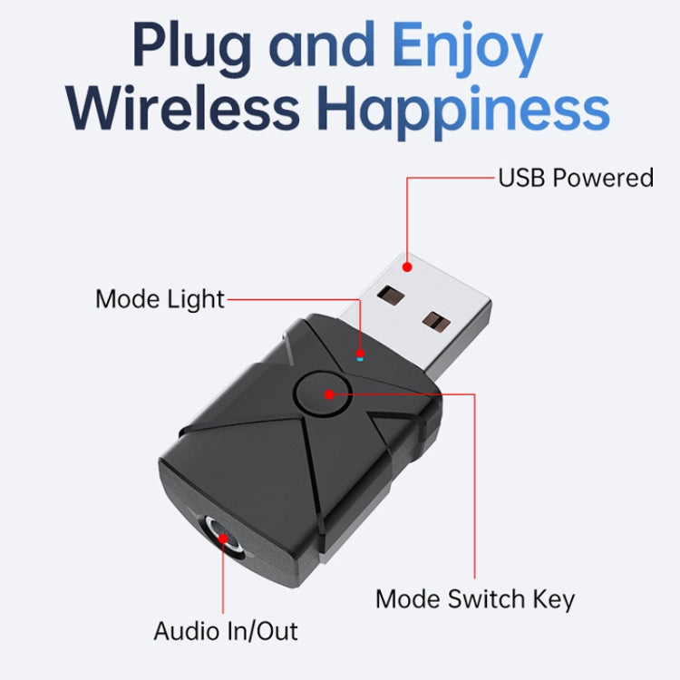 M137 5 in 1 Car USB Bluetooth 5.2 Receiver Transmitter - Bluetooth Adapters by buy2fix | Online Shopping UK | buy2fix