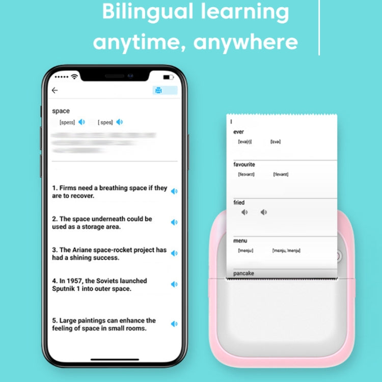 A31 Bluetooth Handheld Portable Self-adhesive Thermal Printer, Color: Pink+5 Rolls Printer Paper by buy2fix