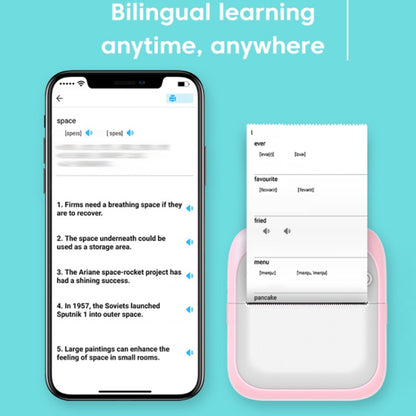 A31 Bluetooth Handheld Portable Self-adhesive Thermal Printer, Color: Pink+5 Rolls Printer Paper by buy2fix