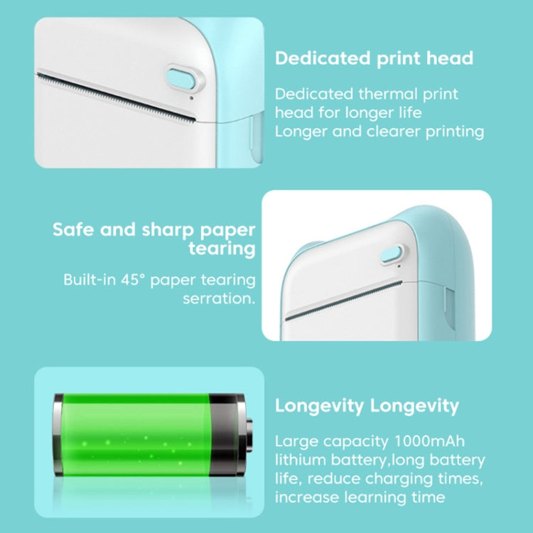 A31 Bluetooth Handheld Portable Self-adhesive Thermal Printer, Color: Pink+5 Rolls Printer Paper by buy2fix