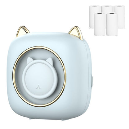 C23 Seven Colors Atmosphere Breathing Light Wireless Thermal Printer, Color: Blue+5 Rolls Thermal Paper by buy2fix