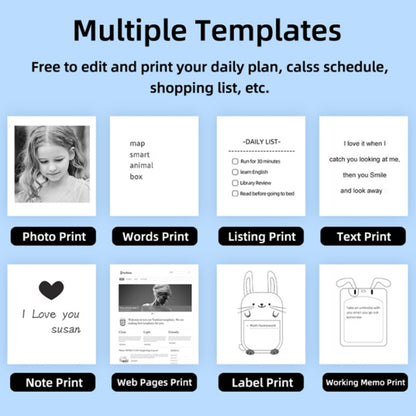 C23 Seven Colors Atmosphere Breathing Light Wireless Thermal Printer, Color: Blue+3 Rolls Color Paper by buy2fix