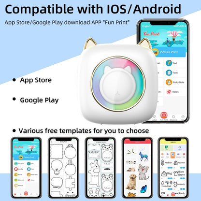 C23 Seven Colors Atmosphere Breathing Light Wireless Thermal Printer, Color: White+3 Rolls Color Paper by buy2fix