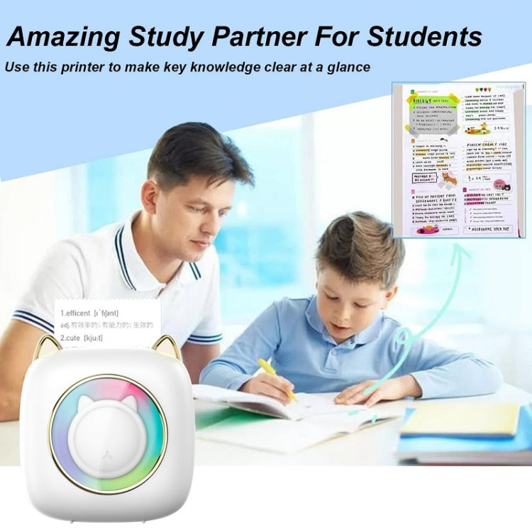 C23 Seven Colors Atmosphere Breathing Light Wireless Thermal Printer, Color: Blue+3 Rolls Color Paper by buy2fix