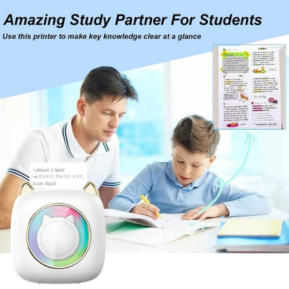 C23 Seven Colors Atmosphere Breathing Light Wireless Thermal Printer, Color: Blue+3 Rolls Color Paper by buy2fix