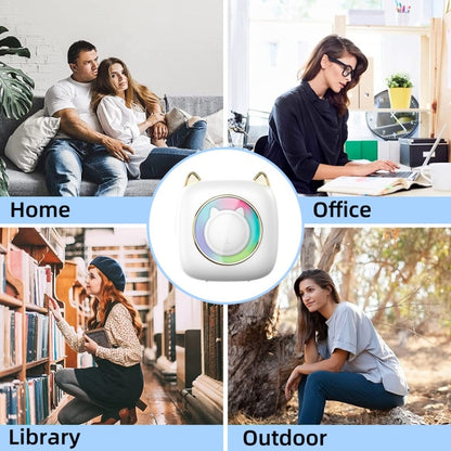 C23 Seven Colors Atmosphere Breathing Light Wireless Thermal Printer, Color: Blue+3 Rolls Color Paper by buy2fix