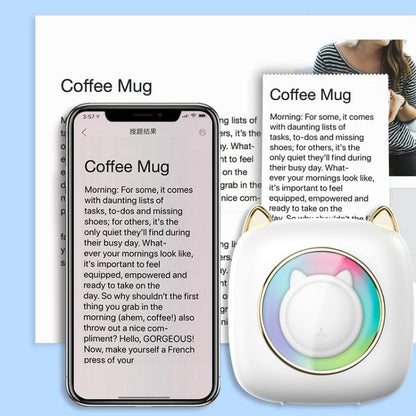 C23 Seven Colors Atmosphere Breathing Light Wireless Thermal Printer, Color: Blue+3 Rolls Color Paper by buy2fix