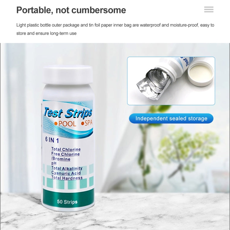 50pcs PH075 6 In 1 Residual Chlorine PH Water Quality Detector PH Test Paper, Package Random Delivery - Air & Water Quality Tester by buy2fix | Online Shopping UK | buy2fix