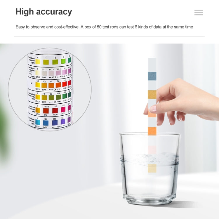 50pcs PH075 6 In 1 Residual Chlorine PH Water Quality Detector PH Test Paper, Package Random Delivery - Air & Water Quality Tester by buy2fix | Online Shopping UK | buy2fix