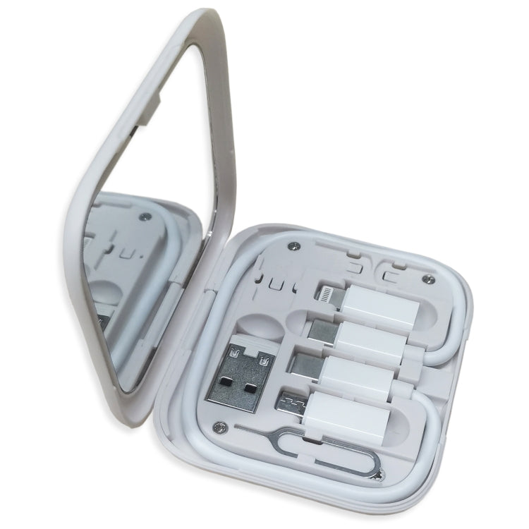 HE-C098 Multi-Functional USB Adapter Charging Cable Kit With Makeup Mirror & Phone Holder(White) by buy2fix