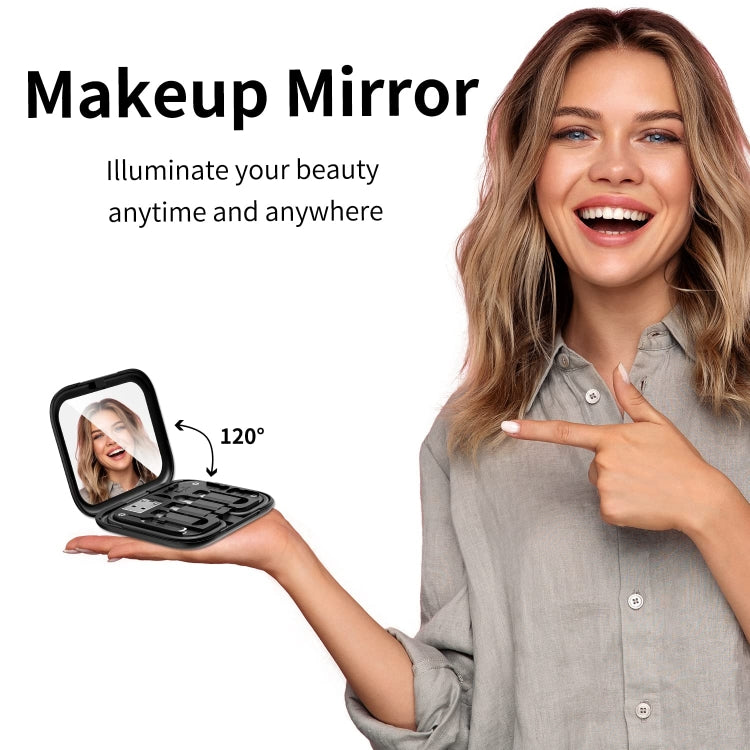 HE-C098 Multi-Functional USB Adapter Charging Cable Kit With Makeup Mirror & Phone Holder(White) by buy2fix