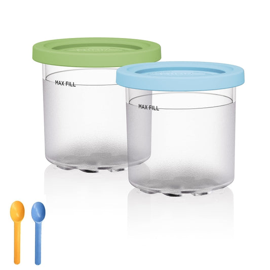 For Ninja NC299AMZ NC300 Ice Cream Storage Containers with Lids, Speci: 2 Cups+Spoon - Food Disposer Parts by buy2fix | Online Shopping UK | buy2fix