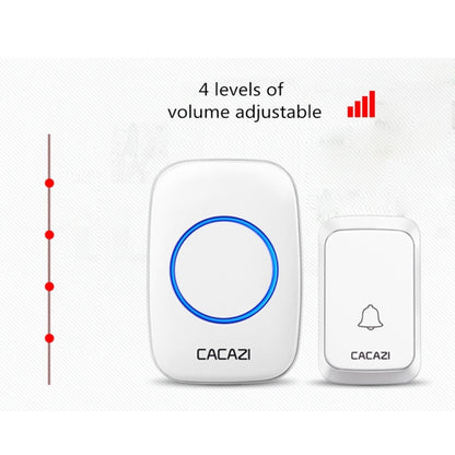 CACAZI A06-DC 1 to 2 Battery Smart Home Wireless Waterproof Doorbell(White) - Wireless Doorbell by CACAZI | Online Shopping UK | buy2fix