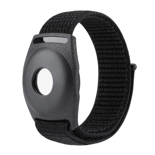 For AirTag 2nd Gen / AirTag 1st Gen Anti-Lost Device Case Locator Nylon Loop Watch Strap Wrist Strap, Size: 22cm Adult(Deep Black)