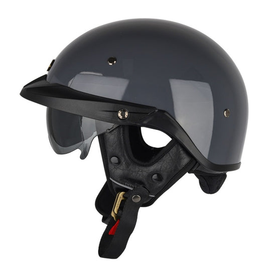 SOMAN Demi-casque de moto réglable avec miroir intérieur, taille: L (gris ciment)