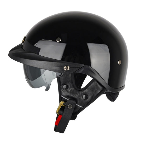 SOMAN Demi-casque de moto casque réglable avec miroir intérieur, taille: XL (noir brillant)