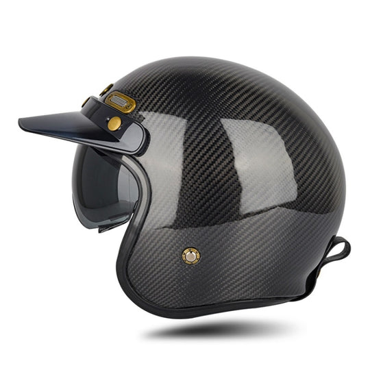 SOMAN Motorcycle Four Seasons Carbon Fiber Half Helmet, Color: Bright Carbon Fiber(L)