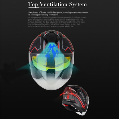 SOMAN Motorcycle Electric Bicycle Dual Lens Riding Helmet, Size: XL(Black Silver) by SOMAN