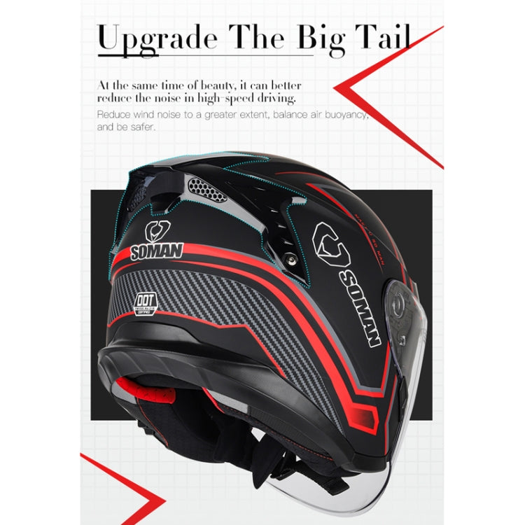 SOMAN Motorcycle Electric Bicycle Dual Lens Riding Helmet, Size: XL(Black Silver) by SOMAN