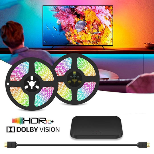 HDMI 2.0-PRO Smart Ambient TV Led Backlight Led Strip Lights Kit Work With TUYA APP Alexa Voice Google Assistant 2 x 2m(US Plug)