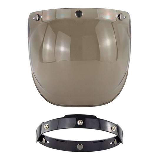 Casque de moto lentille coupe-vent à trois boutons avec support (thé clair)