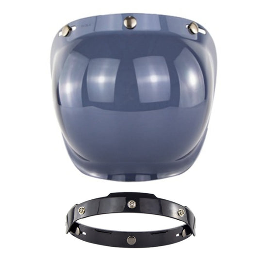 Casque de moto lentille coupe-vent à trois boutons avec support (thé foncé)