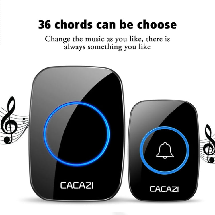 CACAZI A10DC 1 To 2 Battery Type Home Smart Waterproof Electronic Wireless Doorbell(Black) - Wireless Doorbell by CACAZI | Online Shopping UK | buy2fix