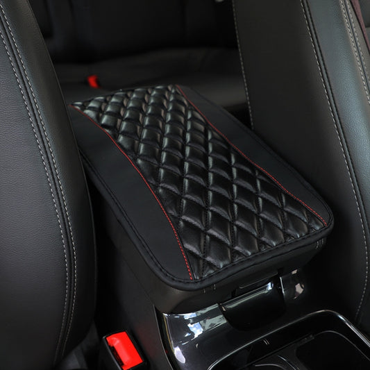 Car Center Console Cover Mat PU Leather Car Armrest Cover 32x19cm(Black) by buy2fix