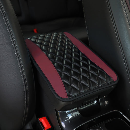 Car Center Console Cover Mat PU Leather Car Armrest Cover 32x19cm(Wine Red) by buy2fix