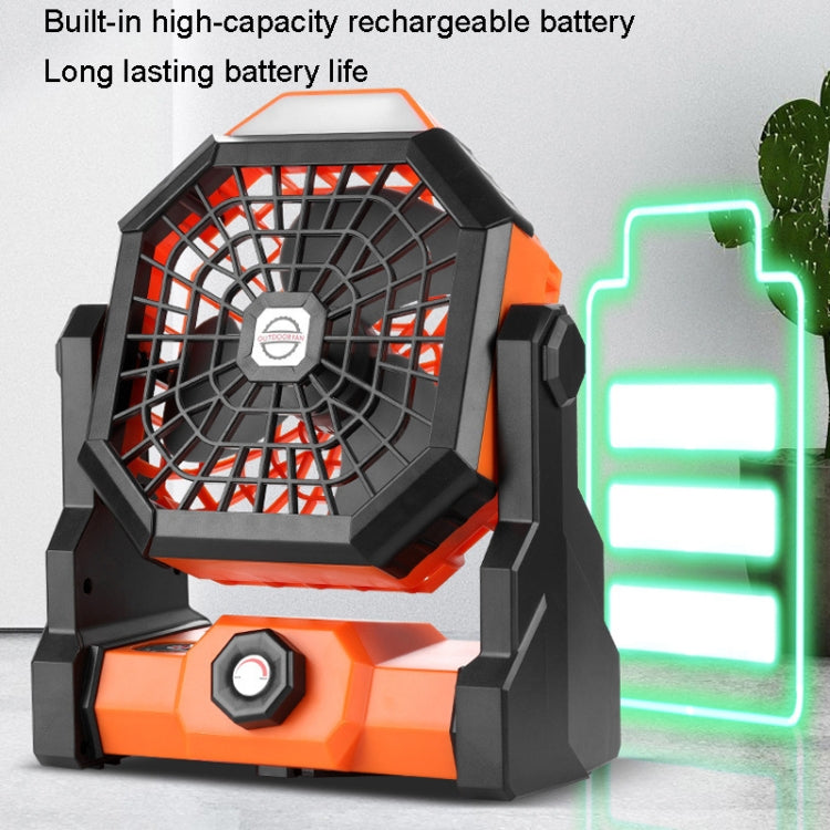 Outdoor Infinitely Variable Speed Portable Large Wind Charging Camping Lighting Fan(Black Green) by buy2fix