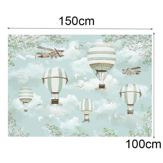 1.5m X 1m Cartoon Airplane Hot Air Balloon Theme Birthday Background Cloth Photography Decoration Backdrop - Birthday Party by buy2fix | Online Shopping UK | buy2fix