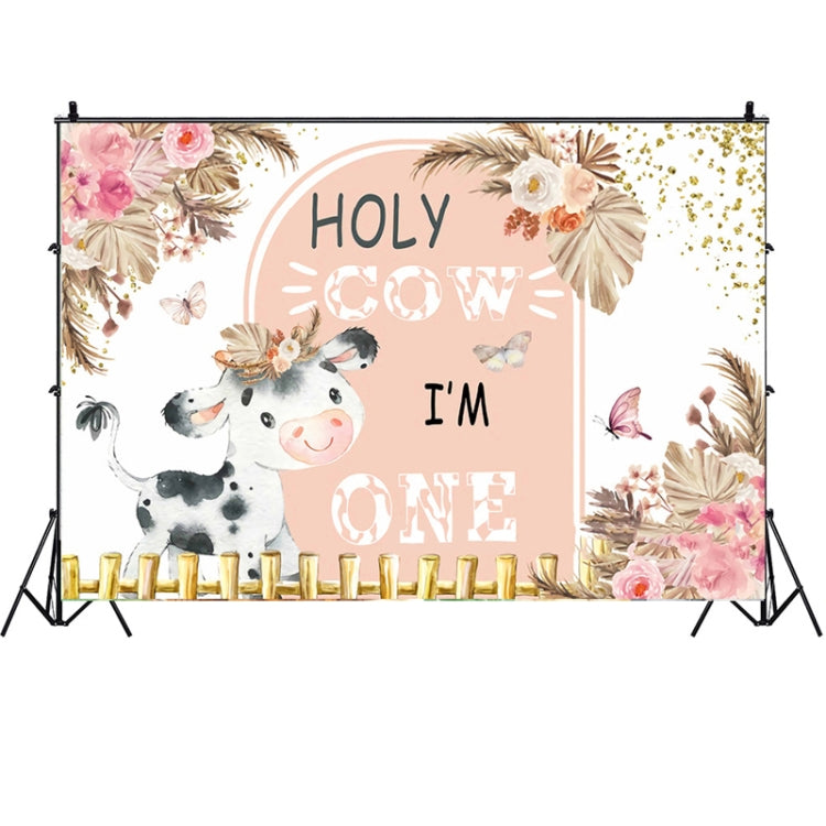 180x120cm Dairy Cow 1st Birthday Party Decoration Banner Hanging Flag Background Cloth by buy2fix