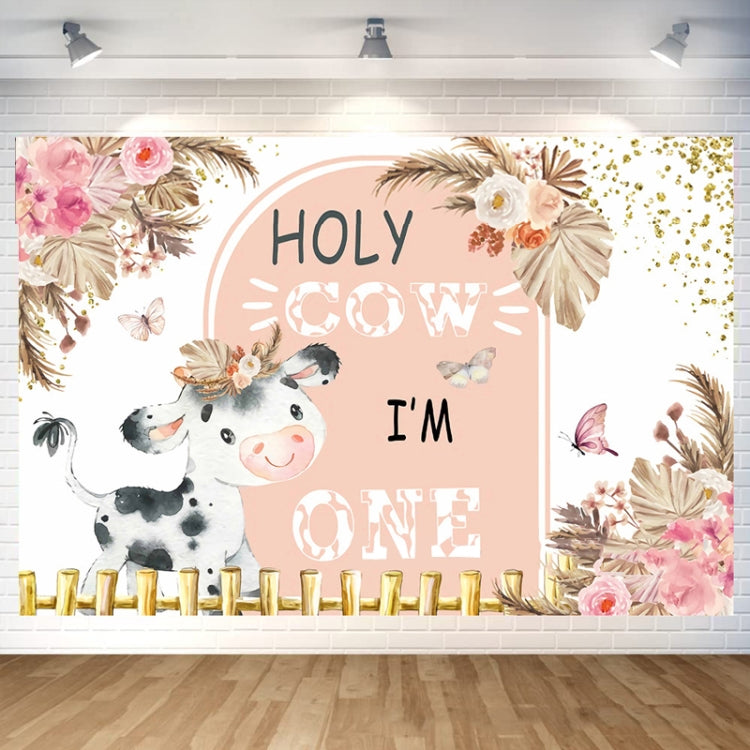 210x150cm Dairy Cow 1st Birthday Party Decoration Banner Hanging Flag Background Cloth by buy2fix