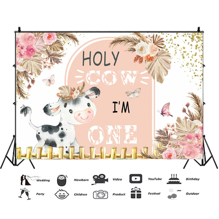 150x100cm Dairy Cow 1st Birthday Party Decoration Banner Hanging Flag Background Cloth by buy2fix