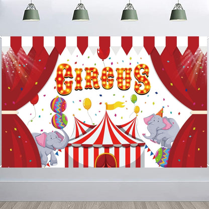 Animal Amusement Park Carnival Theme Background Banner Pull Flag Circus Background Decorative Cloth(W23020201) by buy2fix