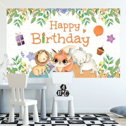 180x90cm Animal Birthday Theme Backdrop Cloth Party Decoration(2023SRB91) by buy2fix