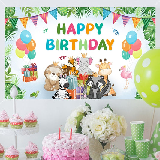 180x90cm Animal Birthday Theme Backdrop Cloth Party Decoration(2023SRB92) by buy2fix