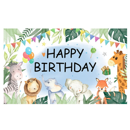 180x90cm Animal Birthday Theme Backdrop Cloth Party Decoration(2023SRB94) by buy2fix