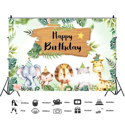 180x110cm Animal Kids Birthday Party Backdrop Cloth Tapestry Decoration Backdrop Banner Cloth by buy2fix