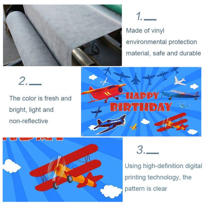 210x150cm Airplane Theme Birthday Background Cloth Children Birthday Party Decoration Photography Background by buy2fix
