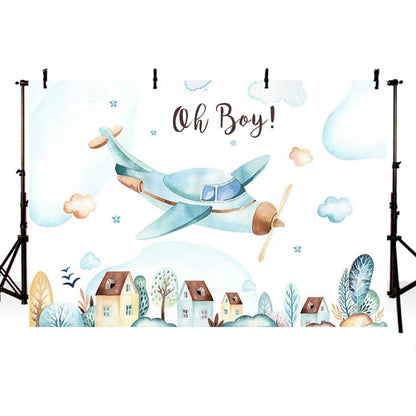 180x110cm Aircraft Theme Birthday Background Cloth Party Decoration Photography Background by buy2fix