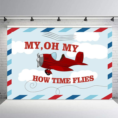 210x150cm Cartoon Small Aircraft Children Birthday Background Cloth by buy2fix
