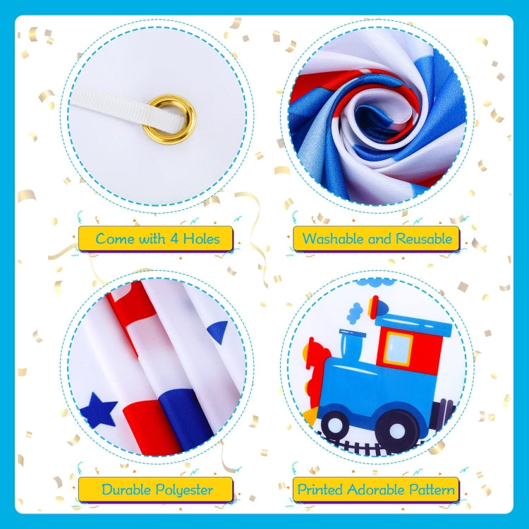 210x150cm Train Cartoon Children Birthday Background Cloth Faber Decoration by buy2fix